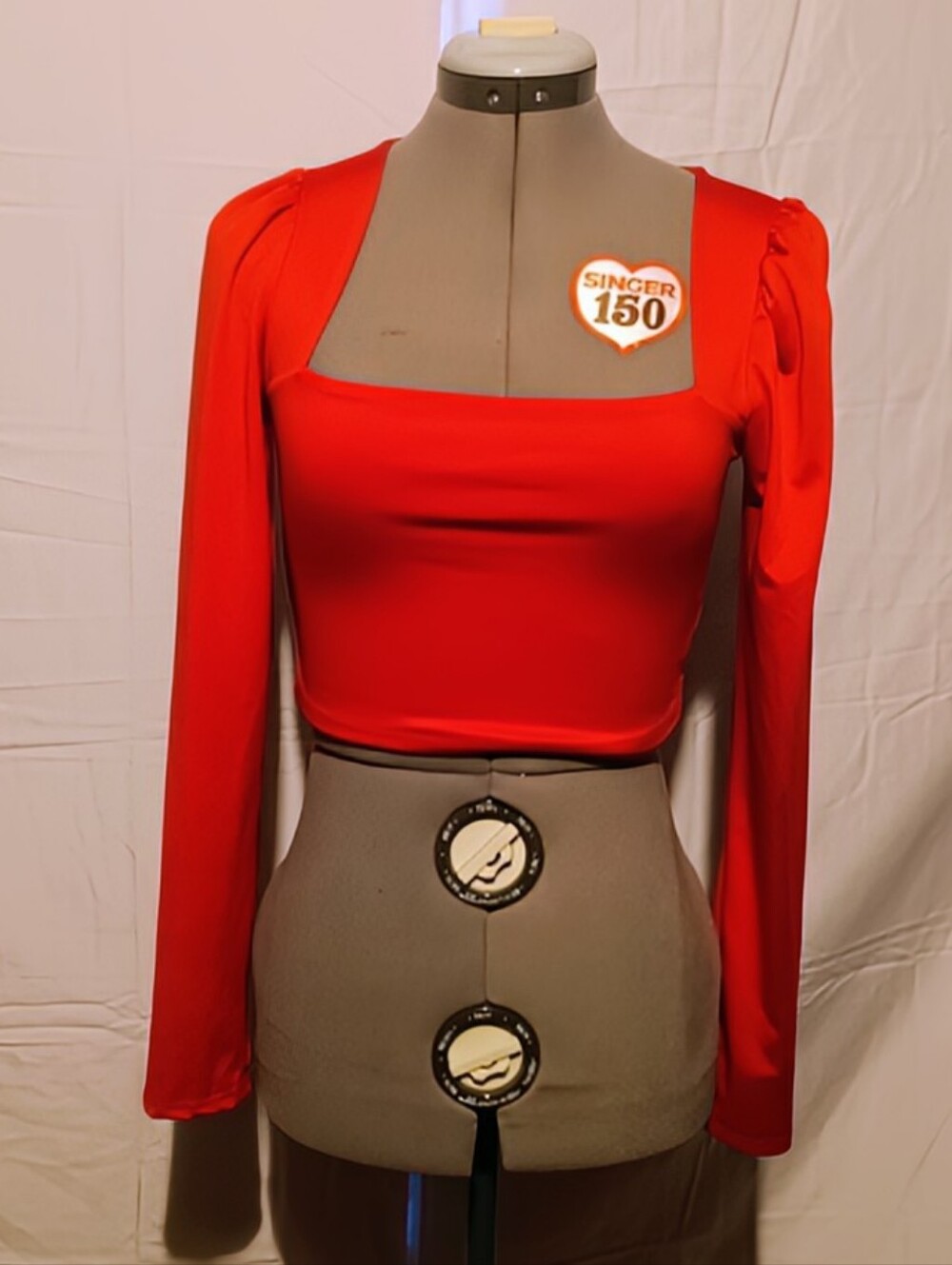 🍋 Vibrant Red Long Sleeve Crop Top Women Small Party Club - Picture 2 of 11